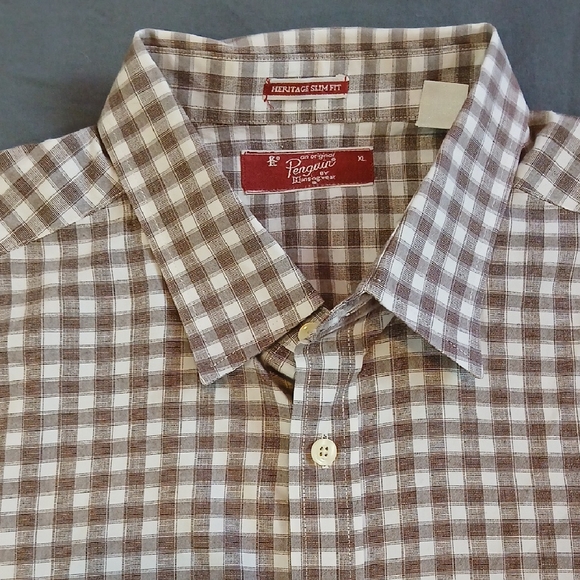 Original Penguin Men's Brown Plaid Shirt - Picture 1 of 6